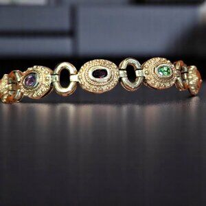 Gold Vermeil Gem Bracelet - Excellent Vintage Condition - Dainty & Classic